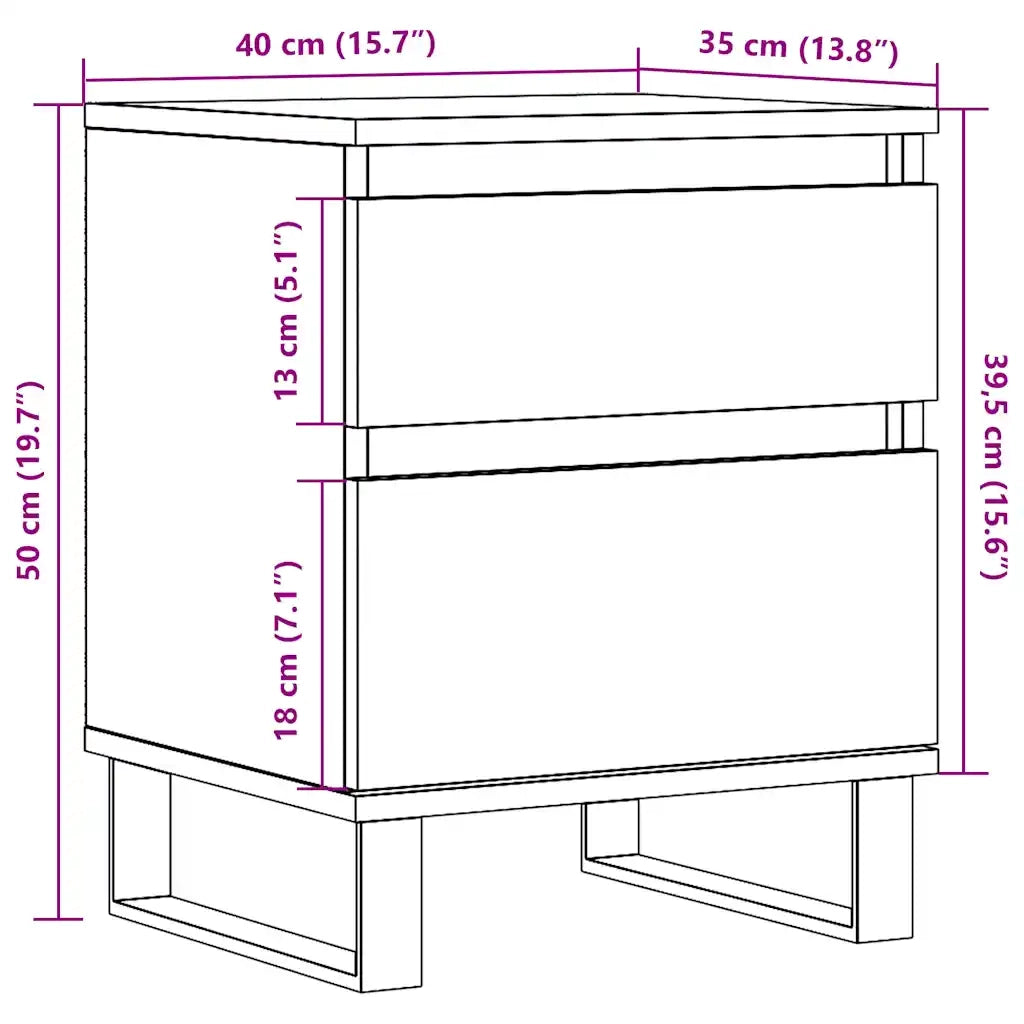 Comodino Legno Antico 40x35x50 cm in Legno Multistrato