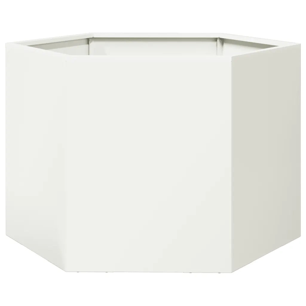 vidaXL Fioriera da Giardino Bianca Esagono 69x60x45 cm in Acciaio