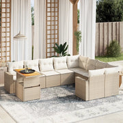Set Divano da Giardino 10 pz con Cuscini Beige in Polyrattan 3271478