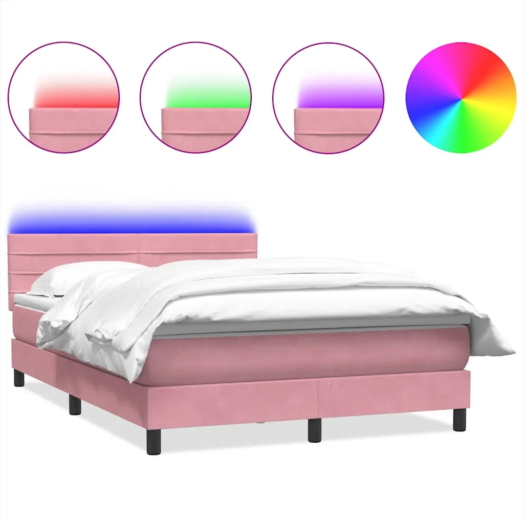 vidaXL Giroletto a Molle con Materasso Rosa 160x220 cm in Velluto