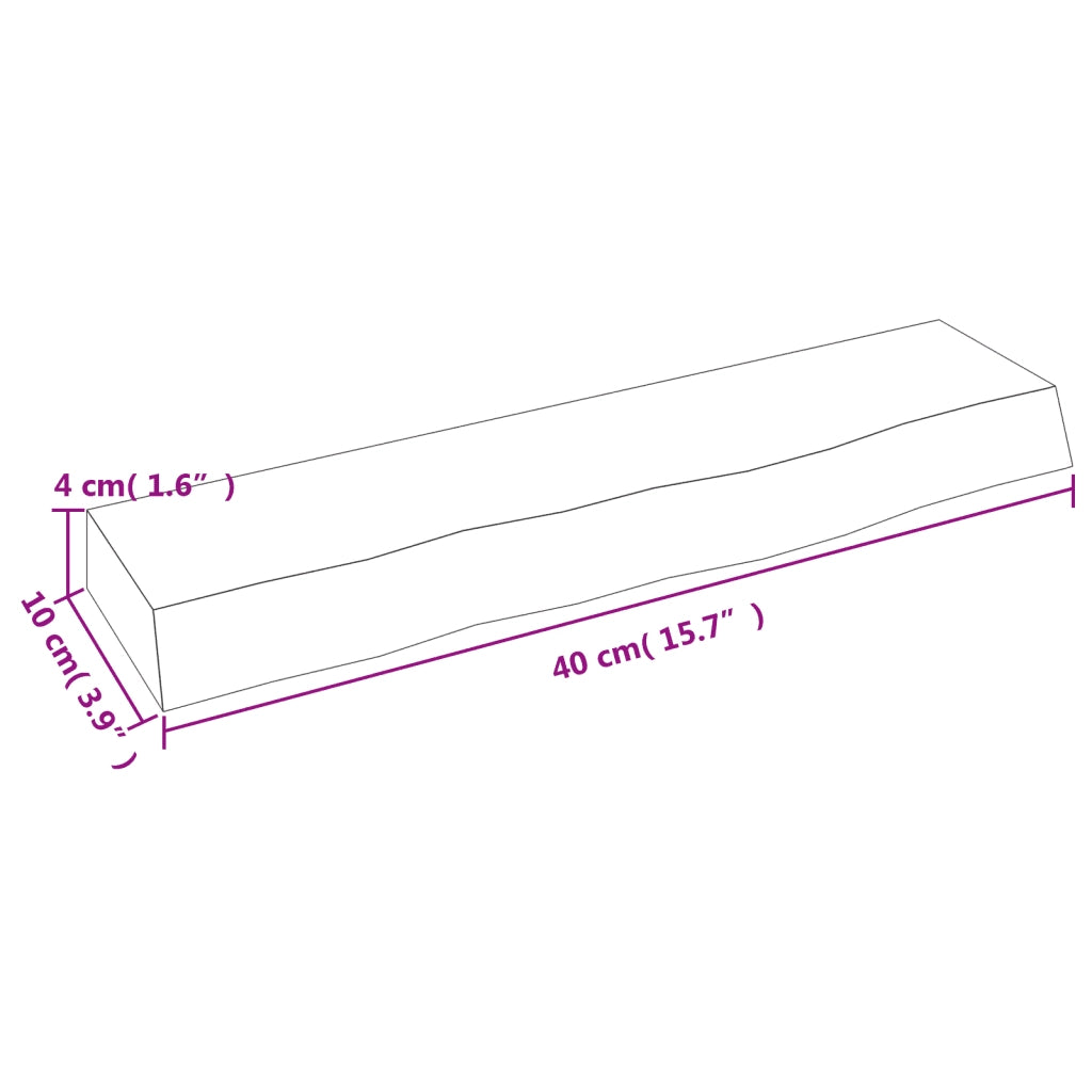 Ripiano a Parete 40x10x4 cm Legno Massello Rovere Non Trattato 363501