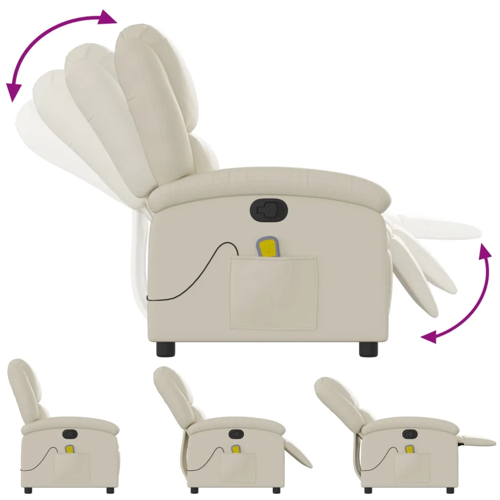 Divano Sedia-Poltrona reclinabile massaggiante in Similpelle Crema 804364