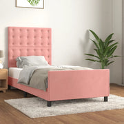 Giroletto con Testiera-Struttura Letto con testiera Rosa 100x200 cm in Velluto 756012