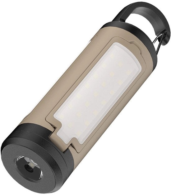 Lanterna da campeggio con alta potenza luminosa, lampada LED ricaricabile via USB, lampada compatta, trasportabile e pieghevole, materiale ABS robusto per uso all'aperto, modalità multi-funzione regolabile, adatta per tende, terrazze e giardini esterni.