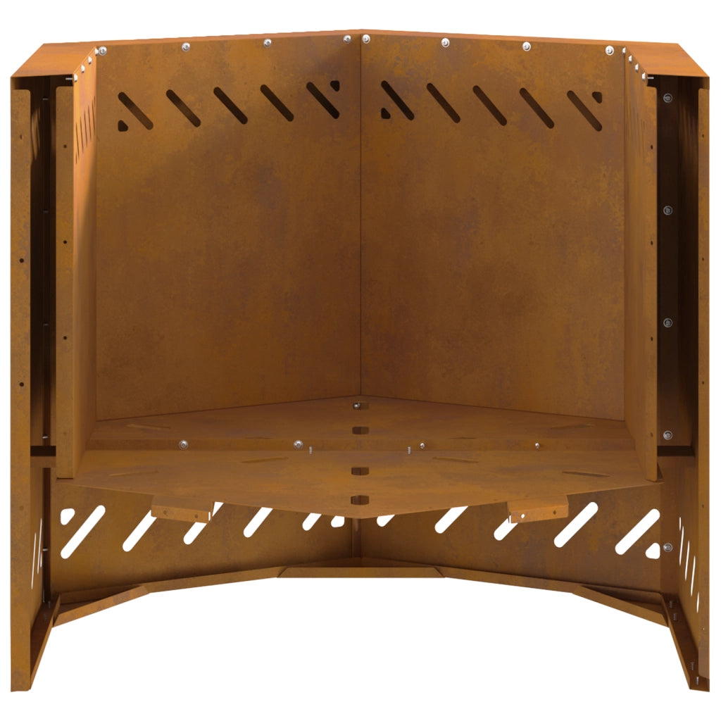 Caminetto senza fumi Esagonale 58x58x51 cm Acciaio invecchiato