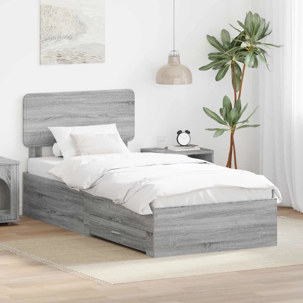 Struttura del letto Grigio Sonoma 90 x 190 cm Legno multistrato 3412432