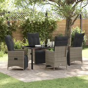 Set da Pranzo per Giardino con cuscino 5 pcs Grigio polyrattan