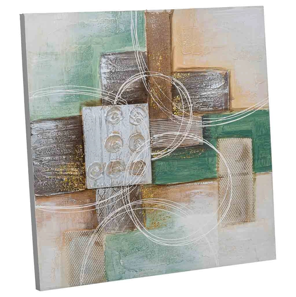 Quadro dipinto a mano con rilievo multicolore 60x60x3h cm