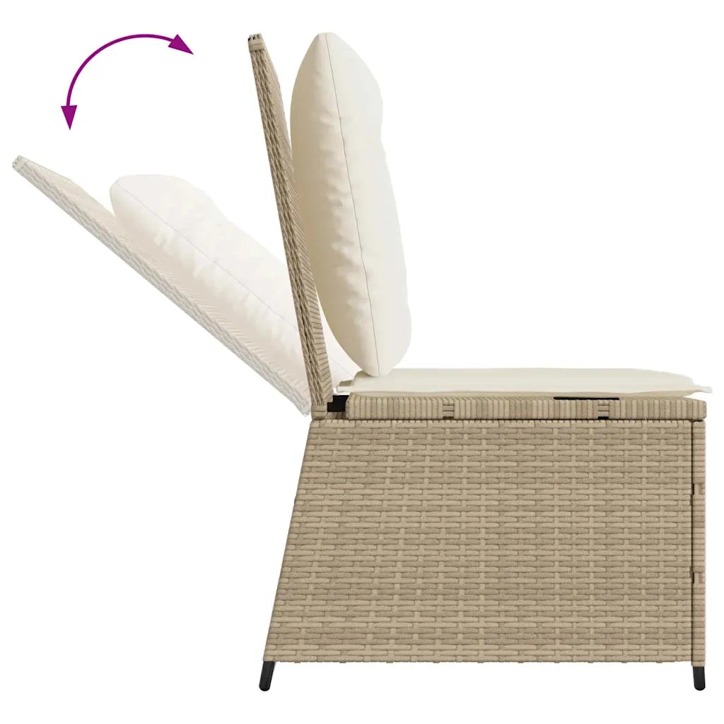 vidaXL Divano da giardino con cuscino Beige Poly Rattan