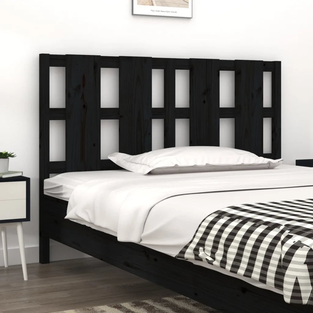 Testiera per Letto-Testata-Testiera Decorativa Nera 145,5x4x100cm in Legno Massello di Pino 935267