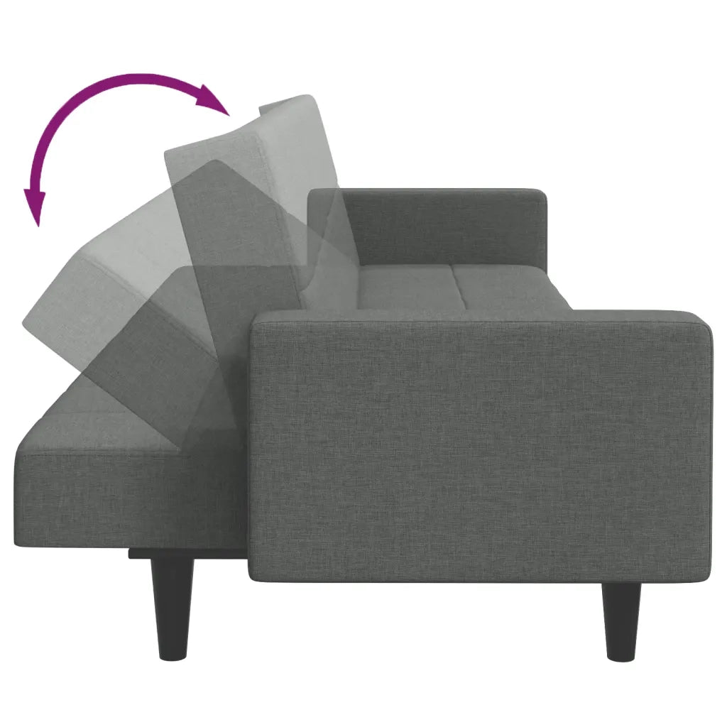 Divano Letto 2 Posti con Poggiapiedi-Sofa Letto 2 Posti-Daybed Grigio Scuro in Tessuto 111624