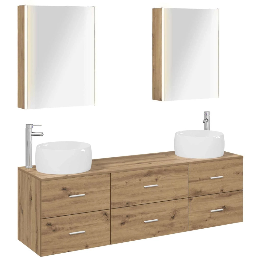 Set di mobili per il bagno 5 pcs Rovere Artigianale 3407014