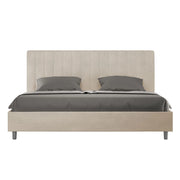 BS COM Letto matrimoniale king size contenitore imbottito 180x200 microfibra sabbia