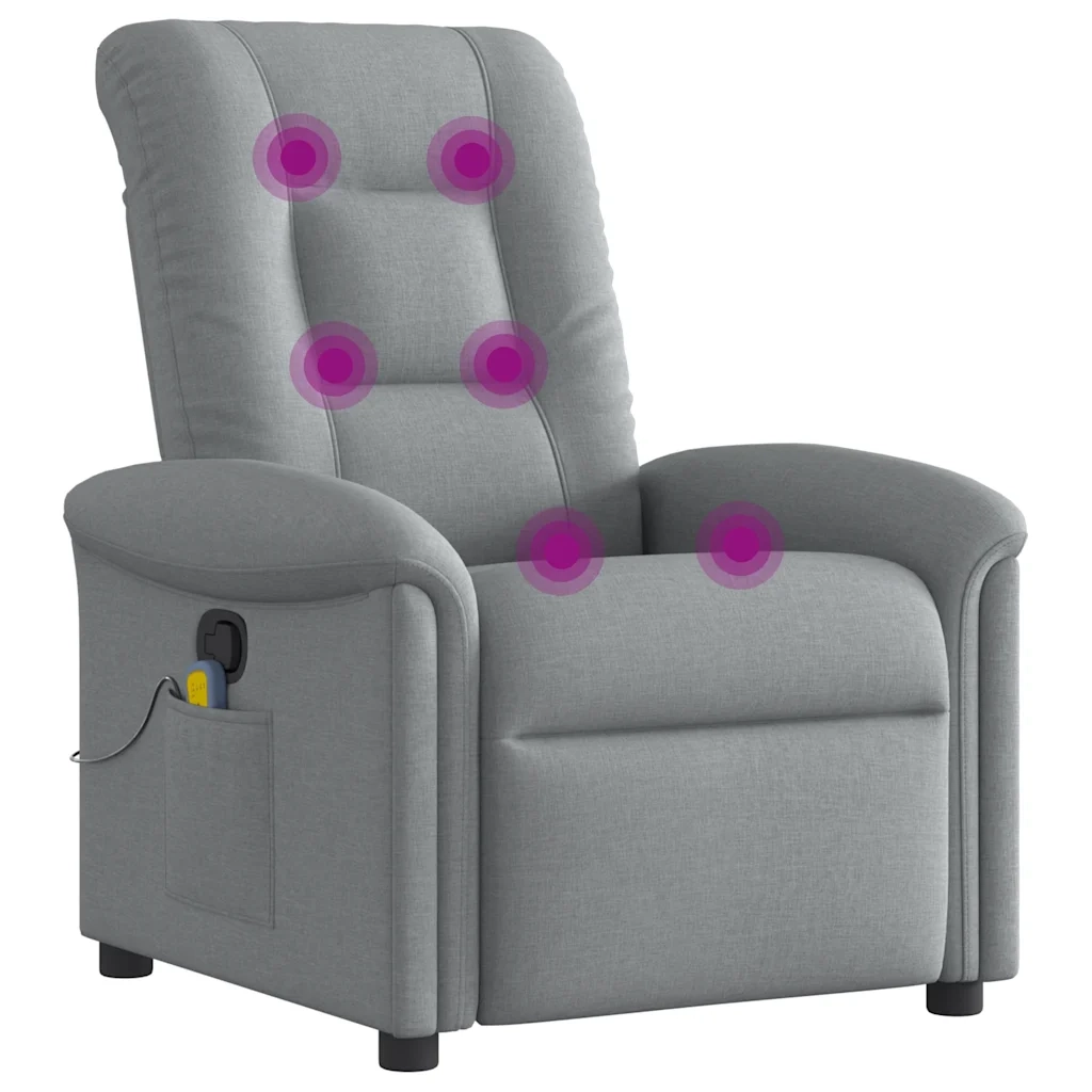 Poltrona Massaggiante Reclinabile Grigio Chiaro in Tessuto 4015626