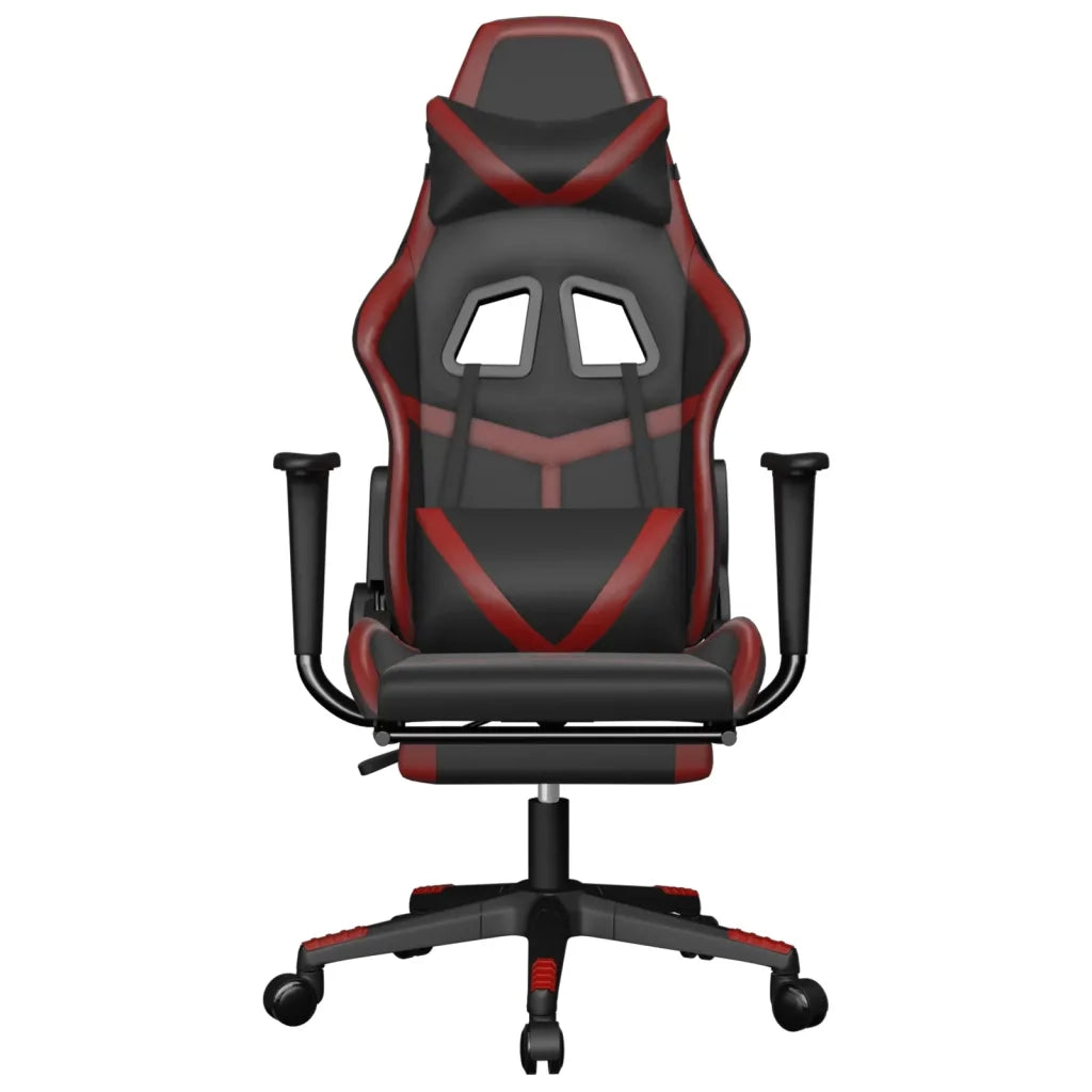 vidaXL Sedia da Gaming con Poggiapiedi Nero e Rosso Vino in Similpelle