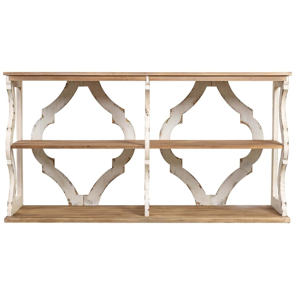 Scaffale in legno marrone e bianco con 3 ripiani 163x42x85h cm