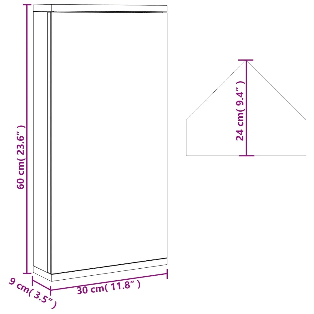 Armadietto Angolare con Specchio da Bagno Grigio 30x24x60 cm 357978