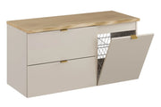 Set mobili bagno 100 cm con piano e mobile con cesto portabiancheria Dalia Cashmere 100 cm