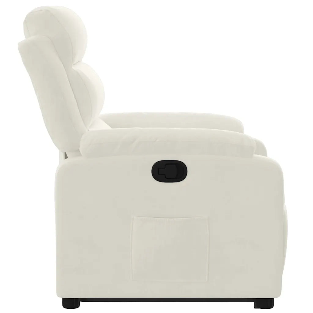 Poltrona Alzapersona Reclinabile Crema in Velluto 3205101