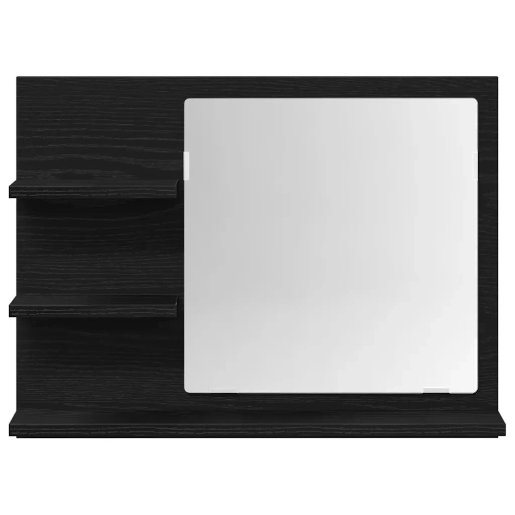 Specchio da Bagno Rovere Nero 60x10,5x45 cm Legno Multistrato 862546