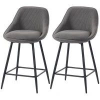 Set di 2 sgabelli da bar con rivestimento in corda e gambe in acciaio, Grigio