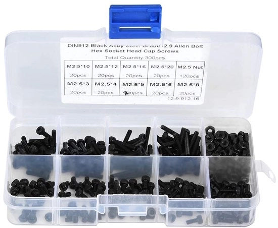 Viti a 6 facce in acciaio inossidabile 12.9 grado - M2.5 - 180 pezzi - 3-20mm - Prezzo economico - Viti a testa sporgente