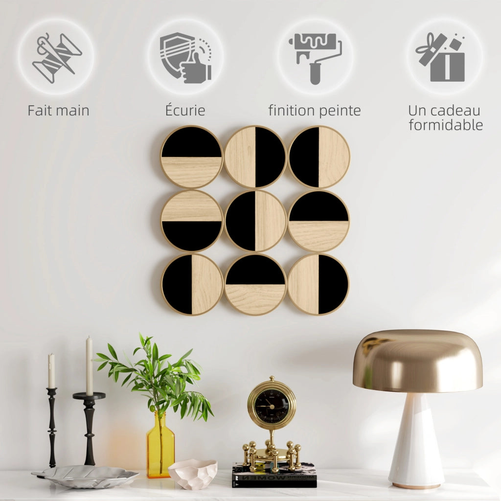 Decorazione murale metallo dischi design ¨C zephmum ¨C naturale nero 60x60 cm