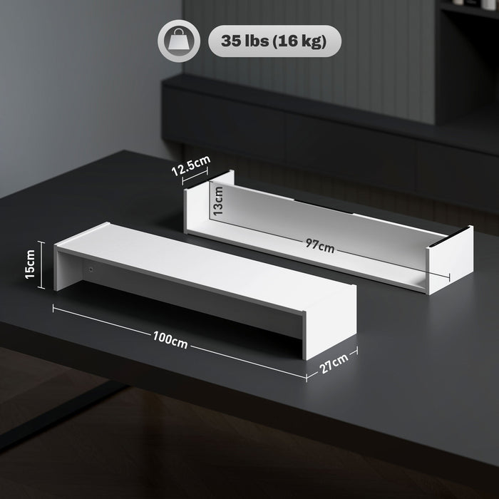 Supporto per Monitor 3 Vani 100x27x15 cm in Legno Bianco