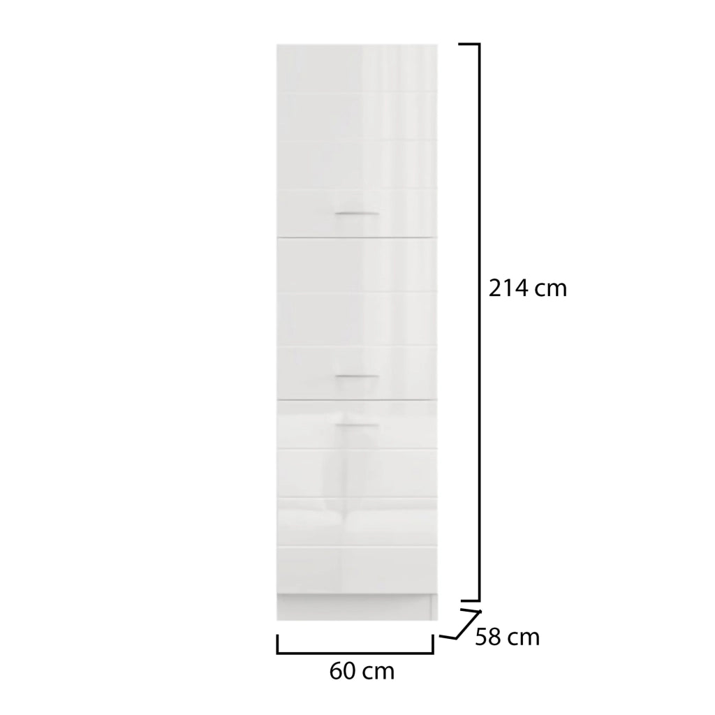 Mobile da Cucina Cochem, Dispensa da Cucina 6 Ripiani, 60x58x214h cm Bianco Lucido
