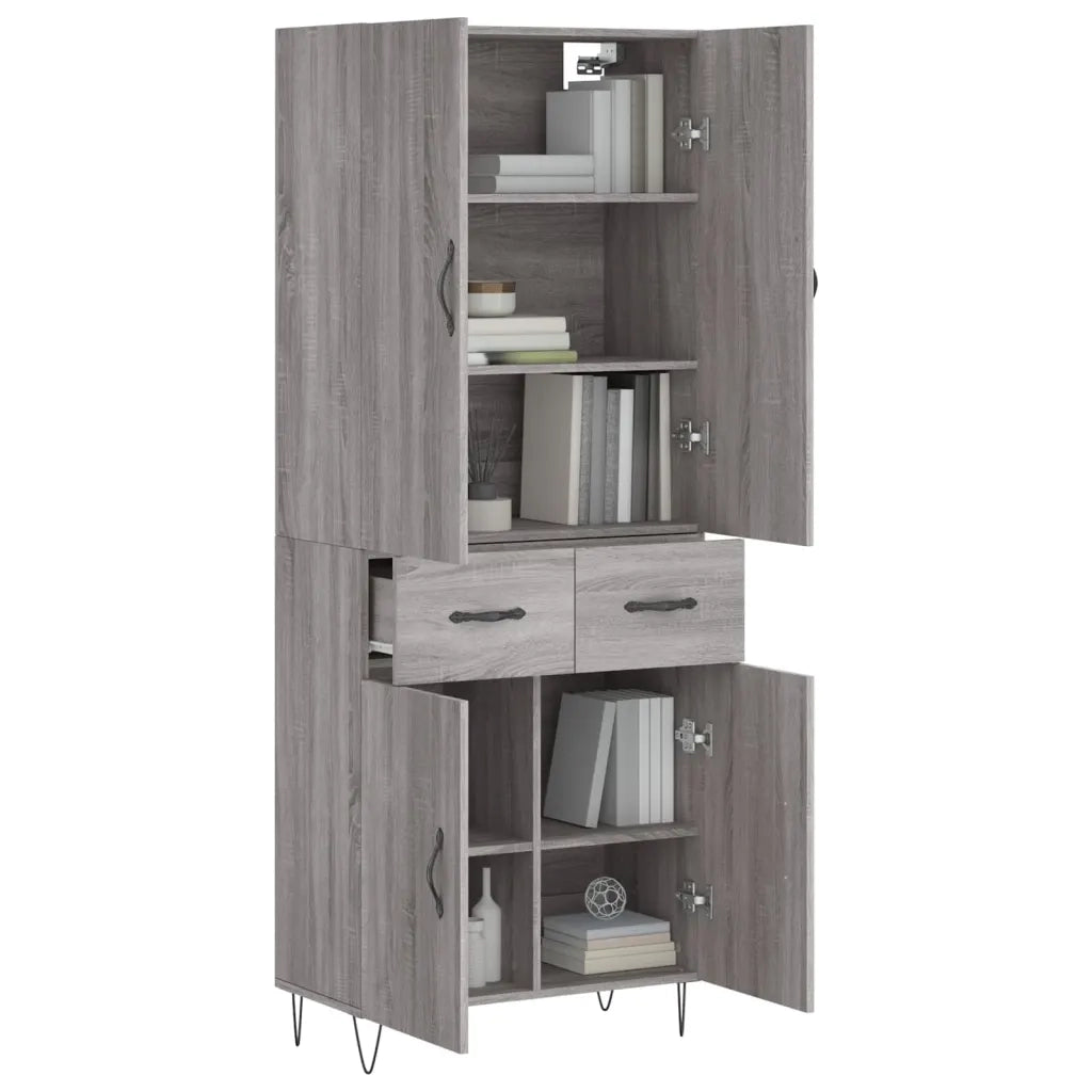 Credenza-Buffet-Armadio da cucina Grigio Sonoma 69,5x34x180 cm in Legno Multistrato 191345