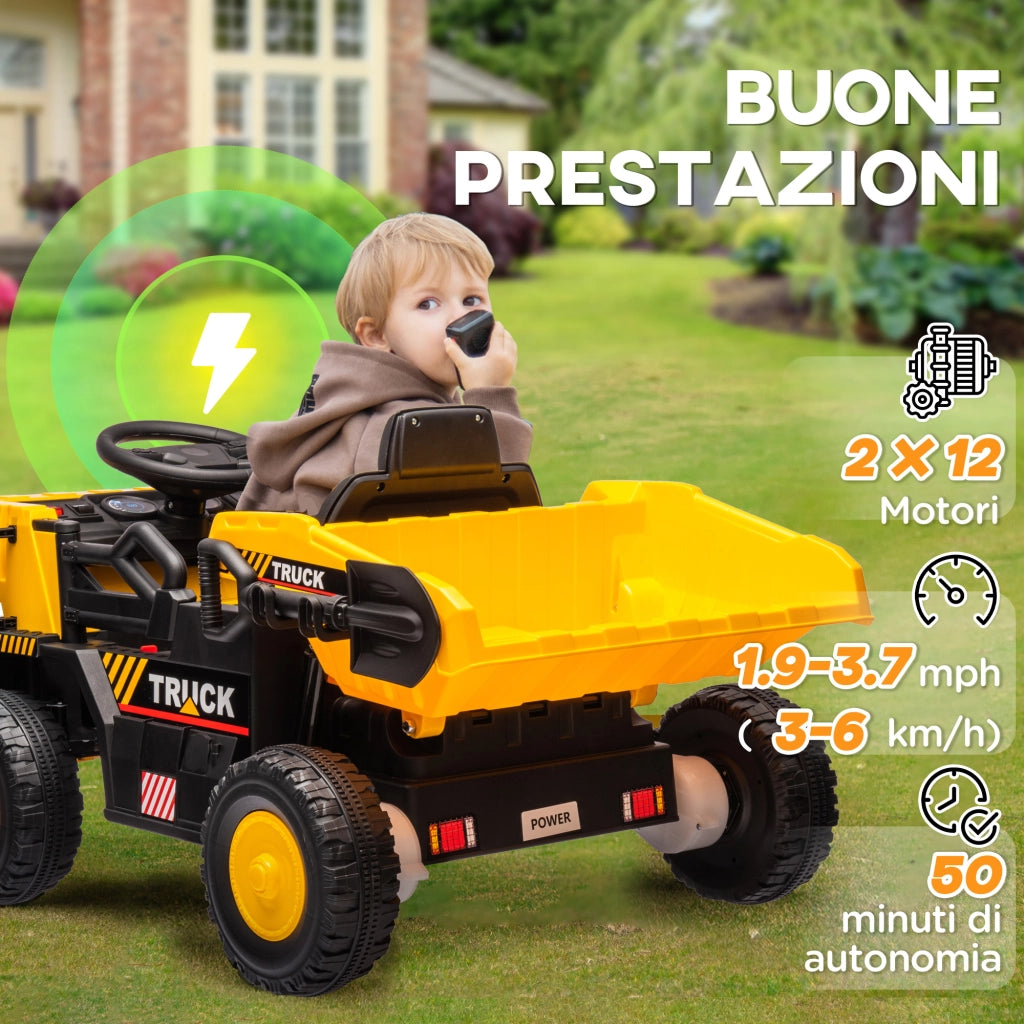 Camion Bambini Elettrico 12V ¨C zephmum ¨C Giallo