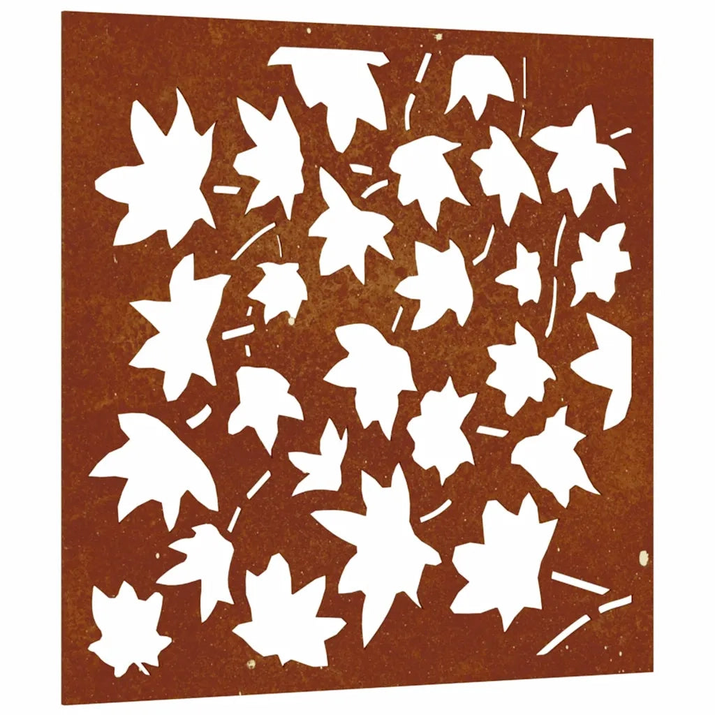 Decorazione Muro Giardino 55x55 cm Foglia Acero Acciaio Corten 824480