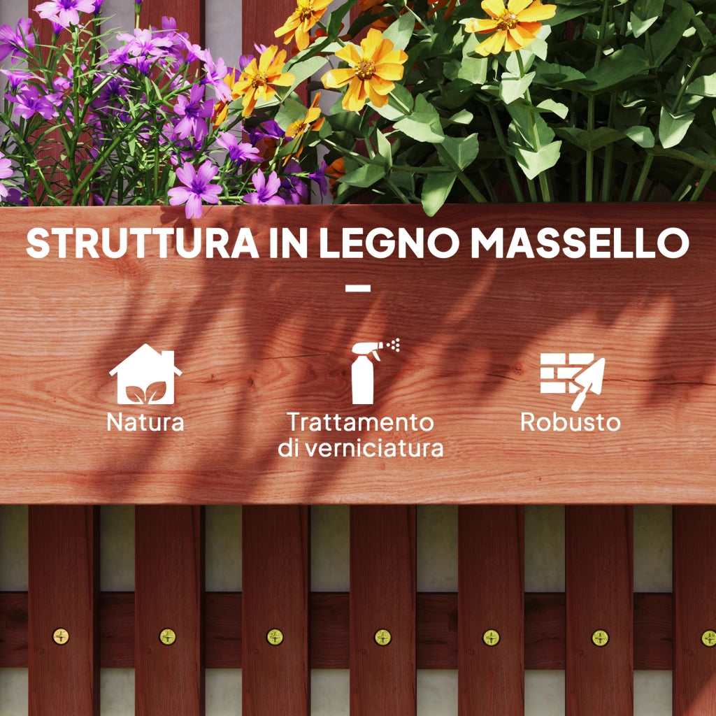 Fioriera Verticale con Vasi ¨C zephmum ¨C Legno Abete Marrone 60x16x80