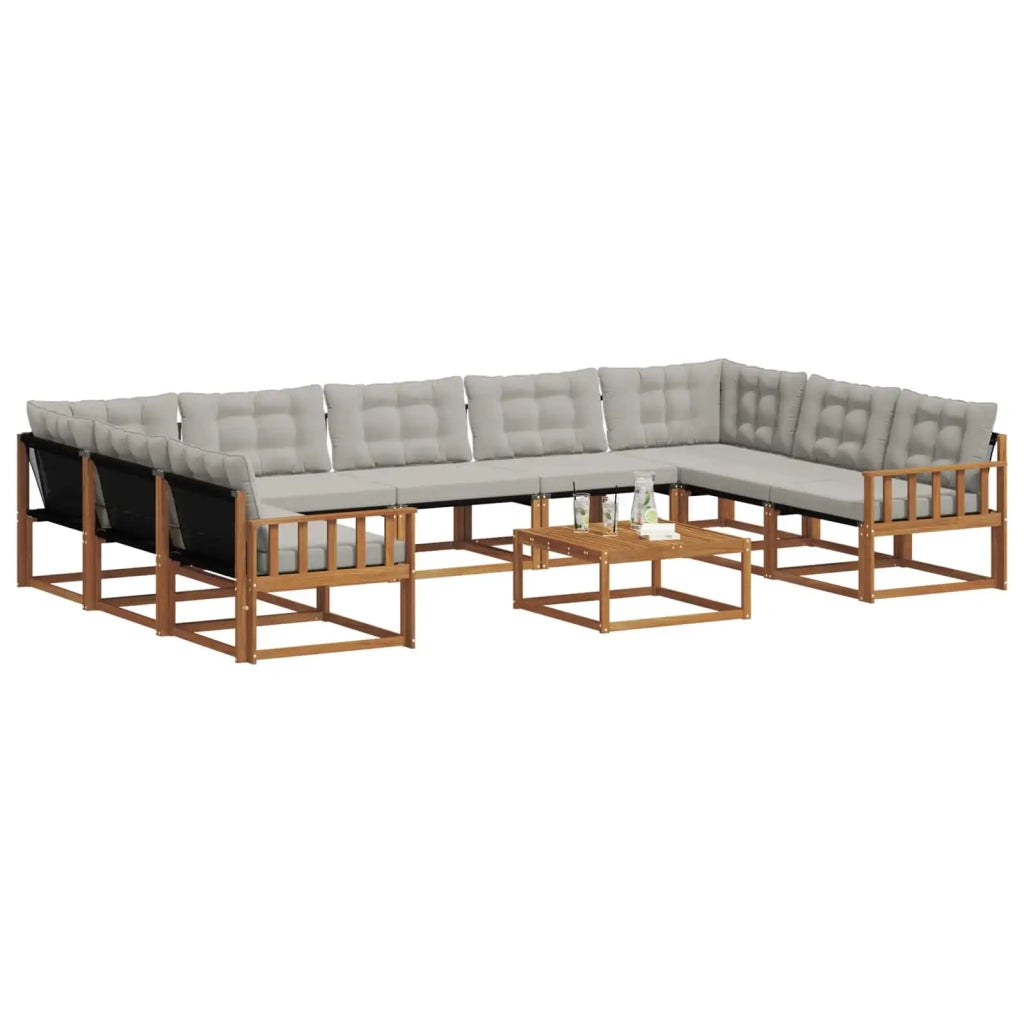 Set di divani da esterno 10 pcs Grigio Naturale e Chiaro 3369862