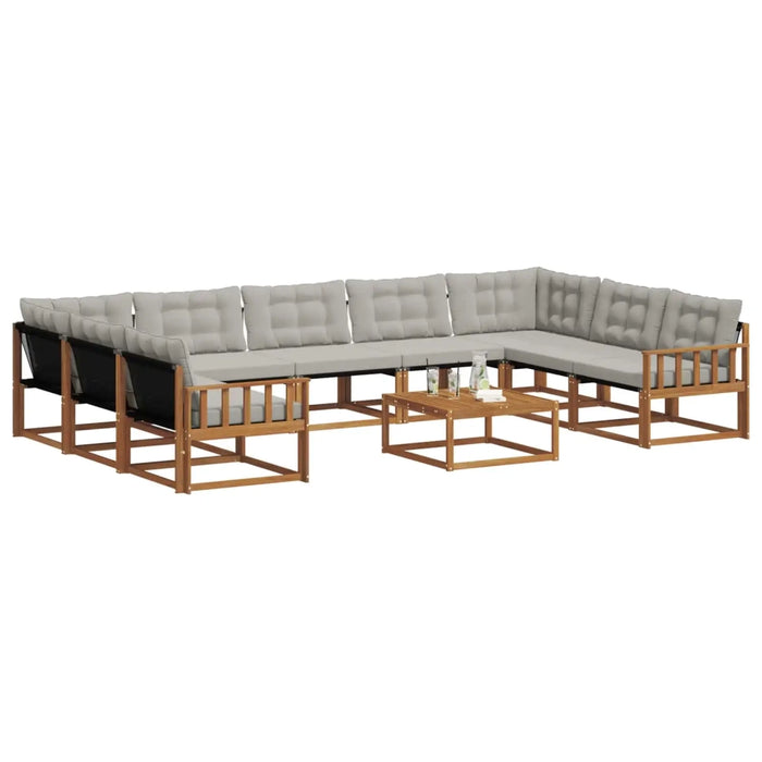 Set di divani da esterno 10 pcs Grigio Naturale e Chiaro 3369862