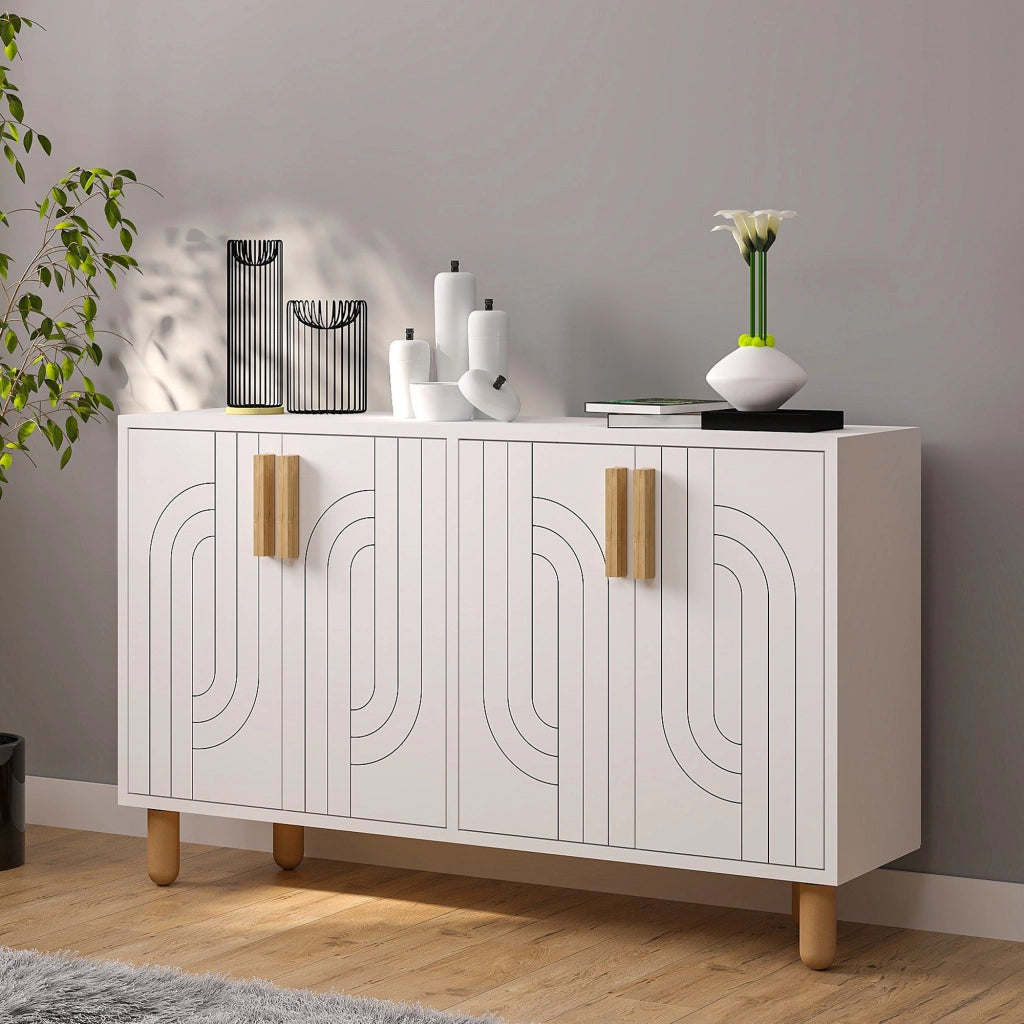 Madia Venerina, Credenza 2 Ripiani, 120x30x74h cm Bianco