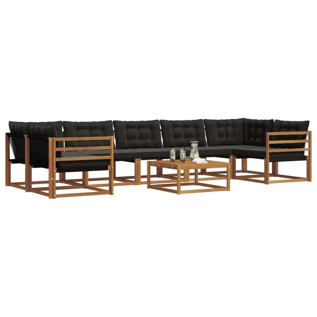 Set di divani da esterno con cuscino 8 pcs Naturale e Nero 3369279