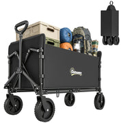 Carrello da Giardino da 180L Pieghevole con Pannello Apribile, in Acciaio e Poliestere, 90x48x62 cm, Nero