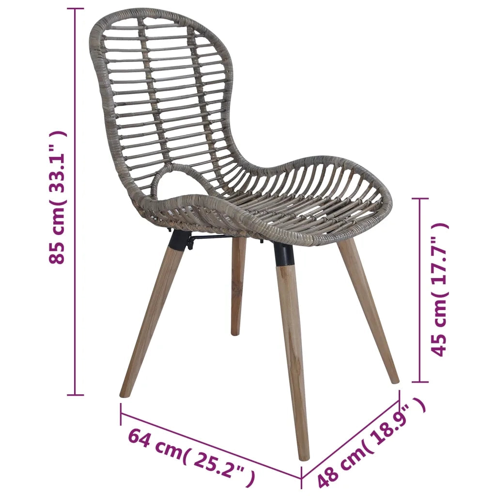 Sedie da Pranzo 2 pz Marroni in Rattan Naturale 246853