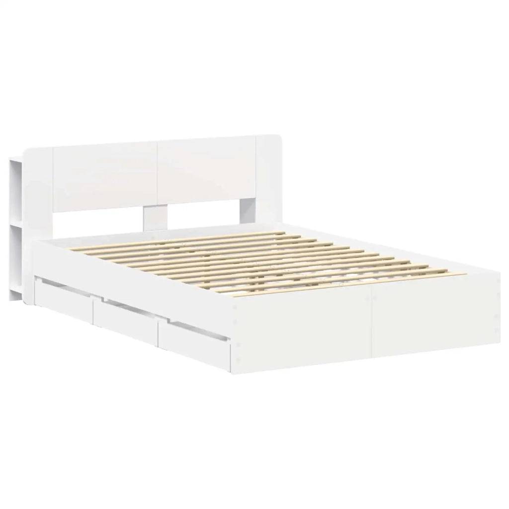 Struttura del letto con stoccaggio e testata Bianco 3433972