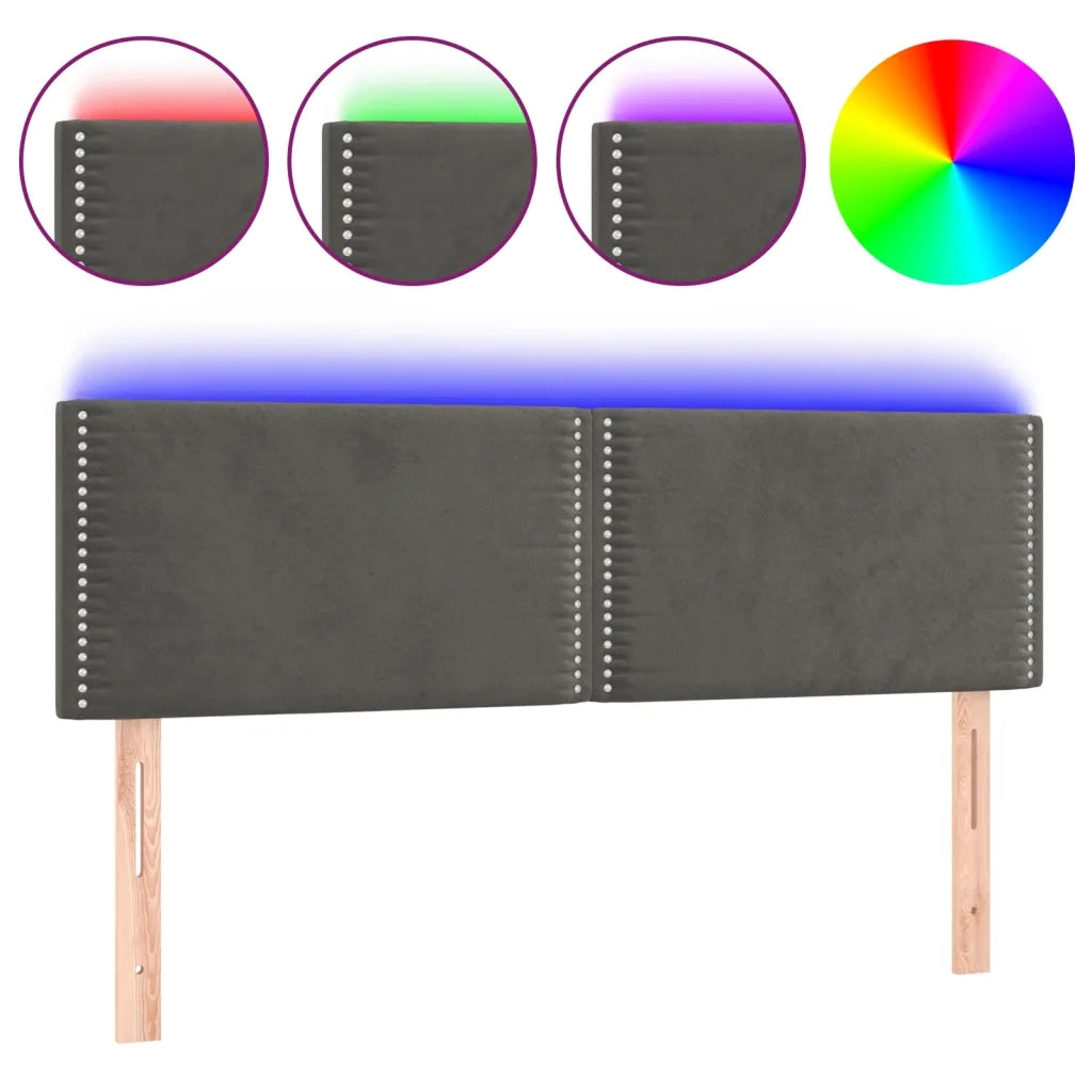 Testiera a LED-Testata con LED Grigio Scuro 144x5x78/88 cm in Velluto 962410