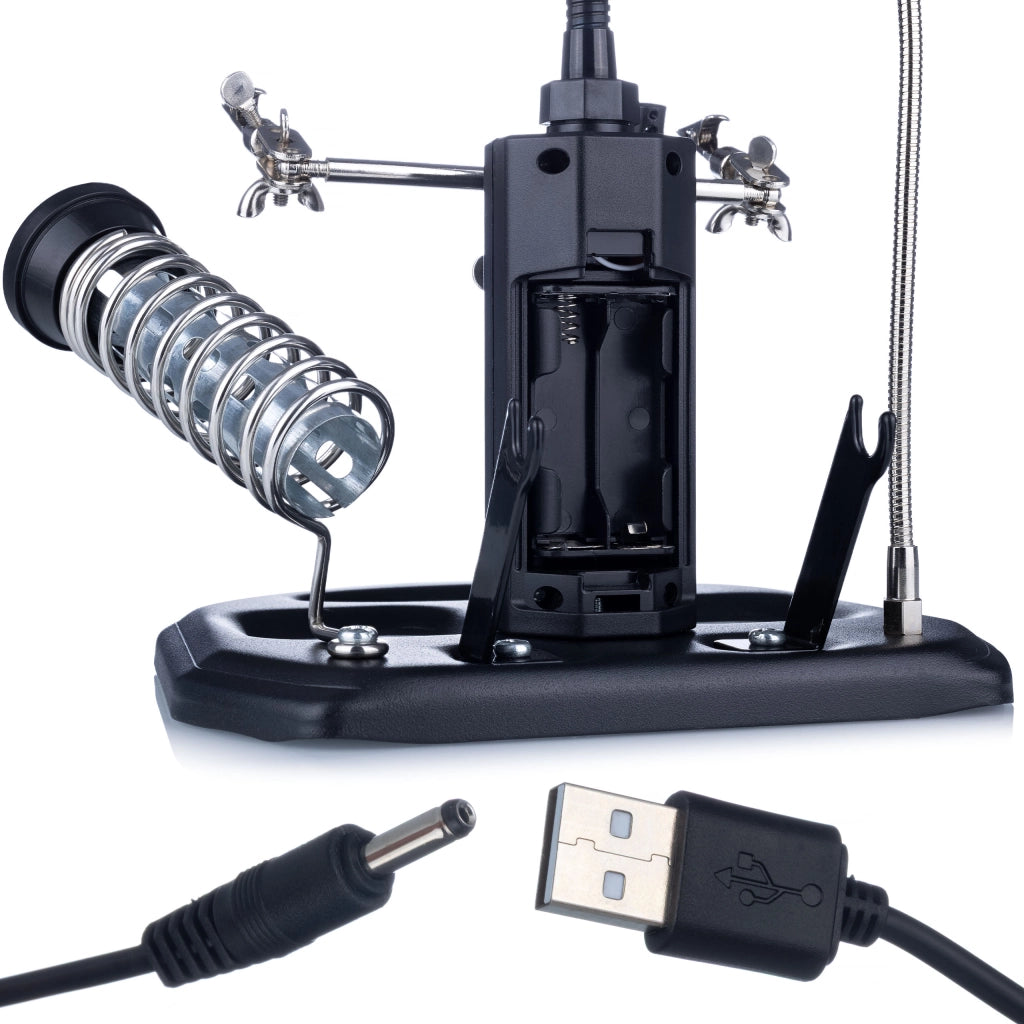 Terza Mano con Lente d'Ingrandimento LED TE-802 – Base Stabile, Braccio Flessibile | Ø85 mm, 2.5x + 4x