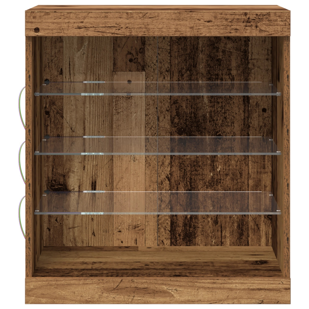 Sideboard con luci LED Legno Antico 60,5x37x67 cm