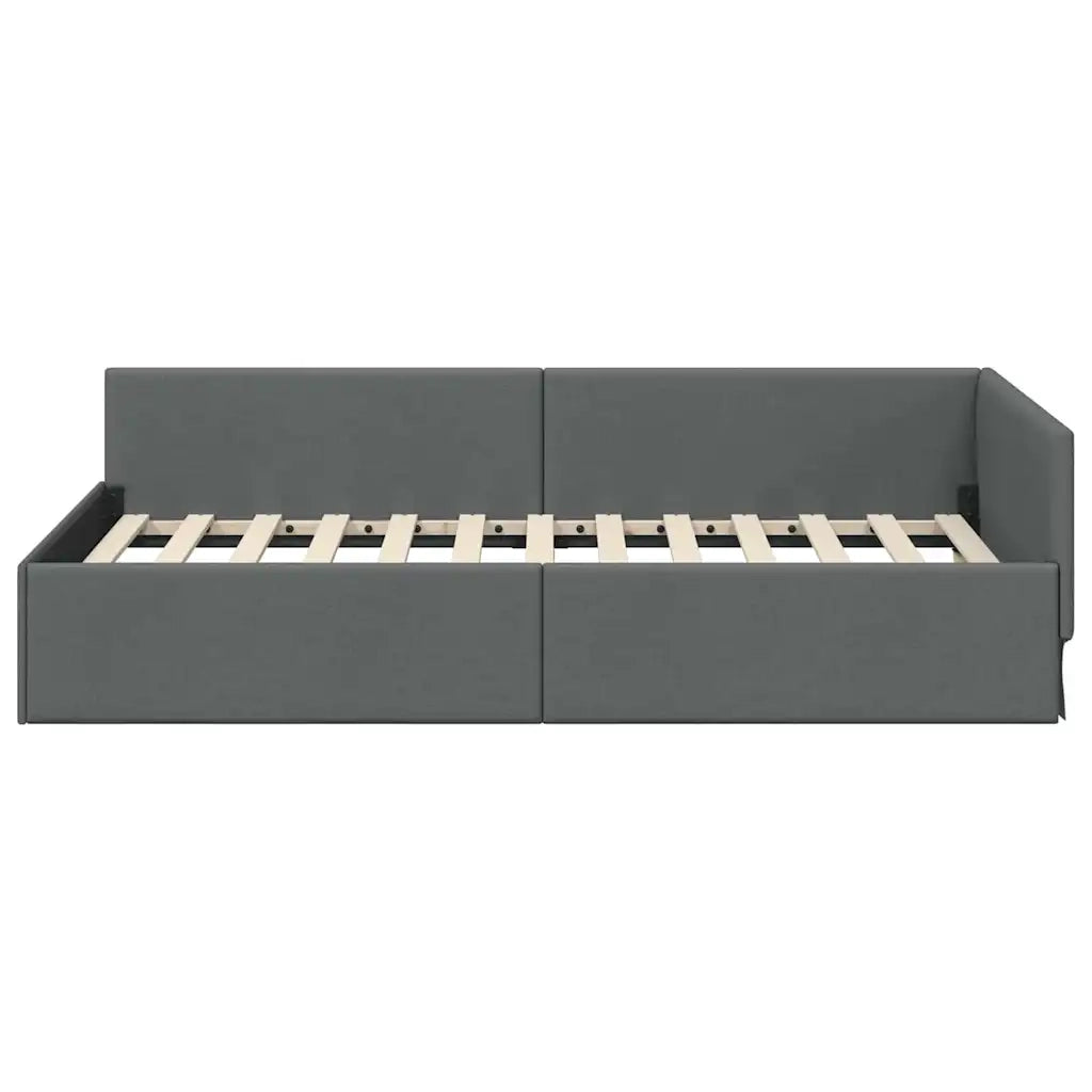 Cornice del letto ad angolo Grigio scuro 90 cm x 200 cm Tessuto 42016044