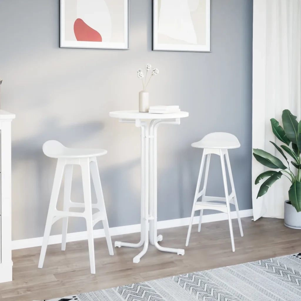 Tavolo da Pranzo Bianco Ã˜60x110 cm Legno Multistrato e Acciaio