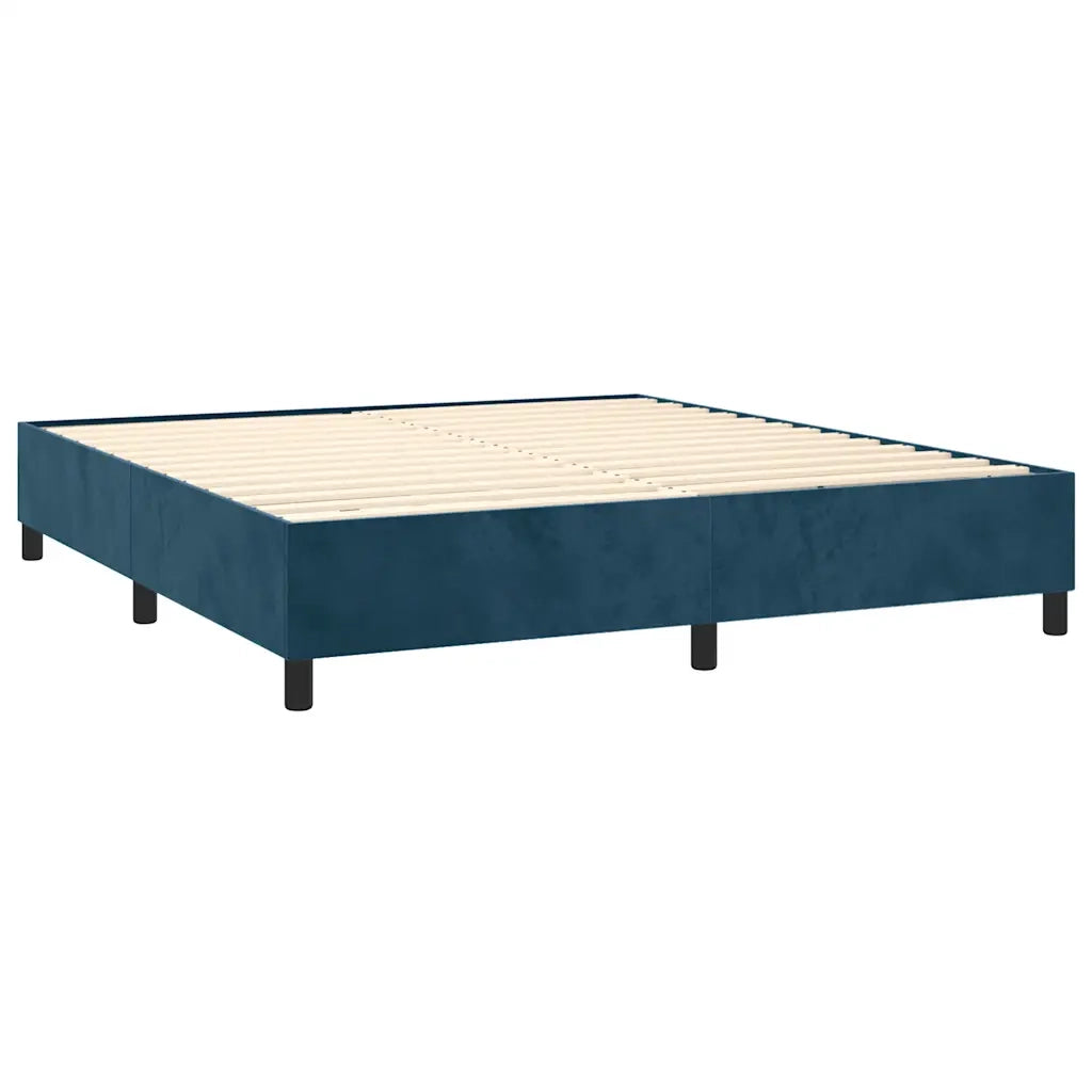 Giroletto a Molle con Materasso Blu Scuro 160x200 cm in Velluto