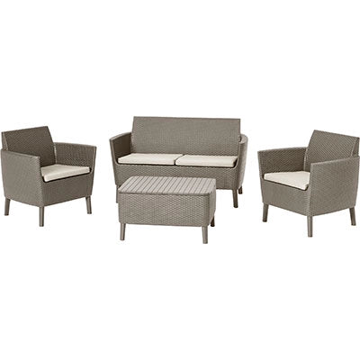 SET RATTAN SALEMO LOUNGE KETER - PP CAPPUCCINO CF=PZ 4 + CUSCINI
