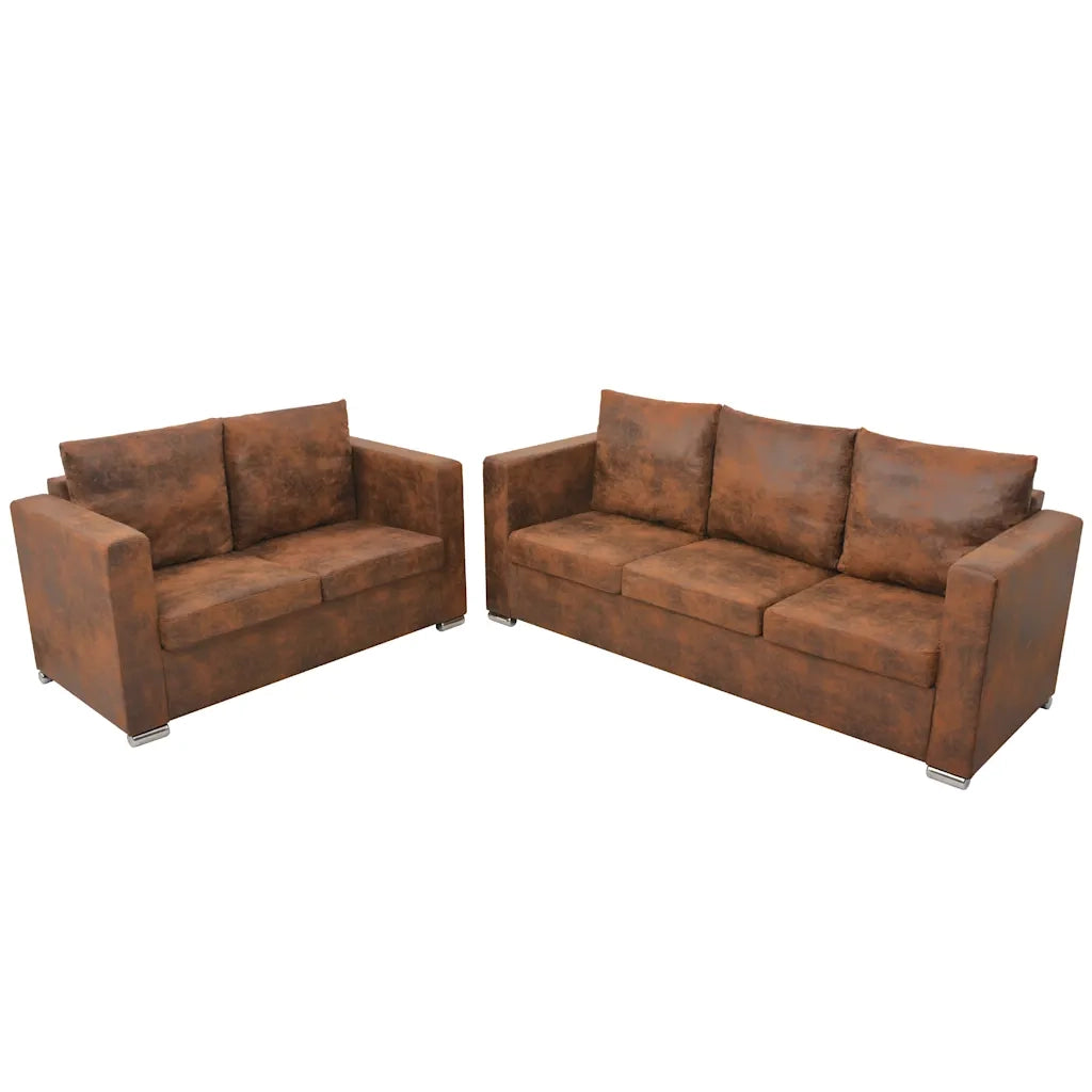 Divani Set 2 pz in Pelle Scamosciata Artificiale cod mxl 13775