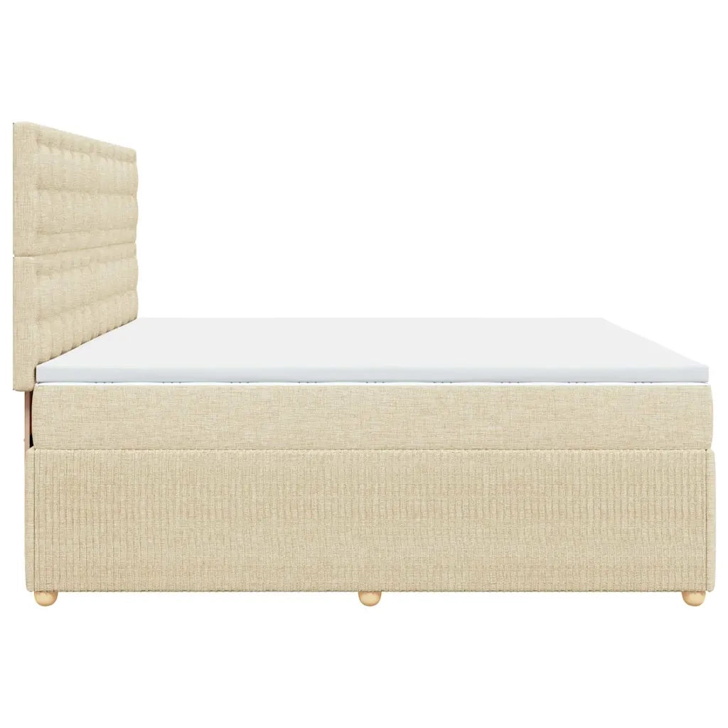 Giroletto a Molle con Materasso Crema 200x200 cm in Tessuto 3292182