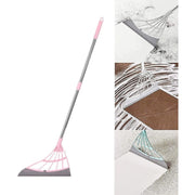 Trade Shop - Scopa Pieghevole 2 In 1 Tergivetro Mop In Silicone Spazza E Lava Pavimenti Vetri -